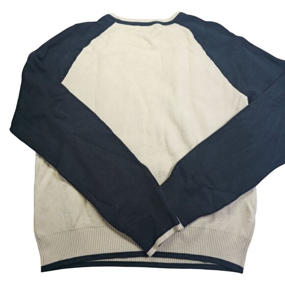 Monrow Womens Raglan Long Sleeve Sweater Cream & Navy Colorblock Small - Picture 5 of 8